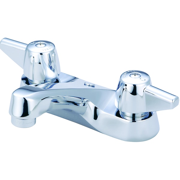 Two Handle Bathroom Faucet, NPSM, Centerset, Polished Chrome, Overall Width: 7.5"